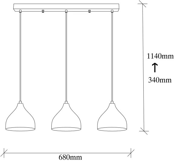 Luster na lanku TATTOO 3xE27/40W/230V
