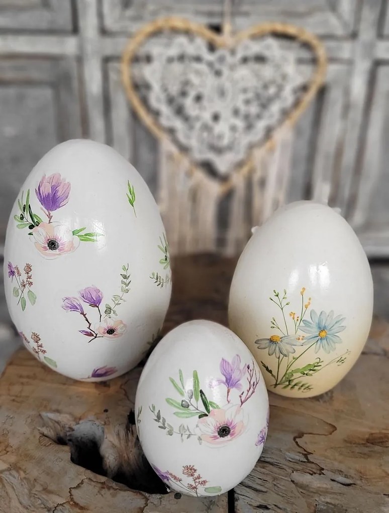 Dekorácia keramické vajíčko s farebnými kvetmi - 11*11*17 cm