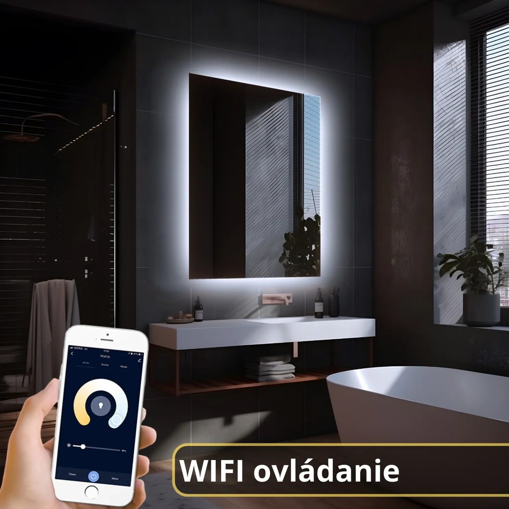 LED zrkadlo Romantico 50x70cm studená biela - wifi aplikácia