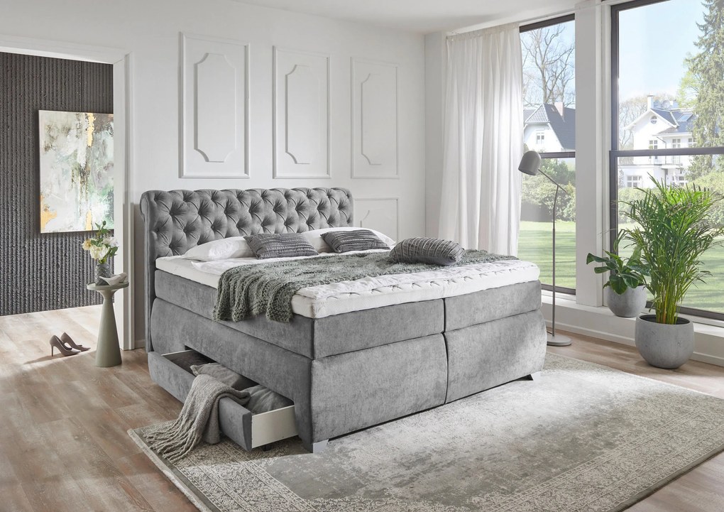 XXXLutz BOXSPRINGOVÁ POSTEĽ, 180/200 cm, sivá MID.YOU - Online Only spálne - 001489000817