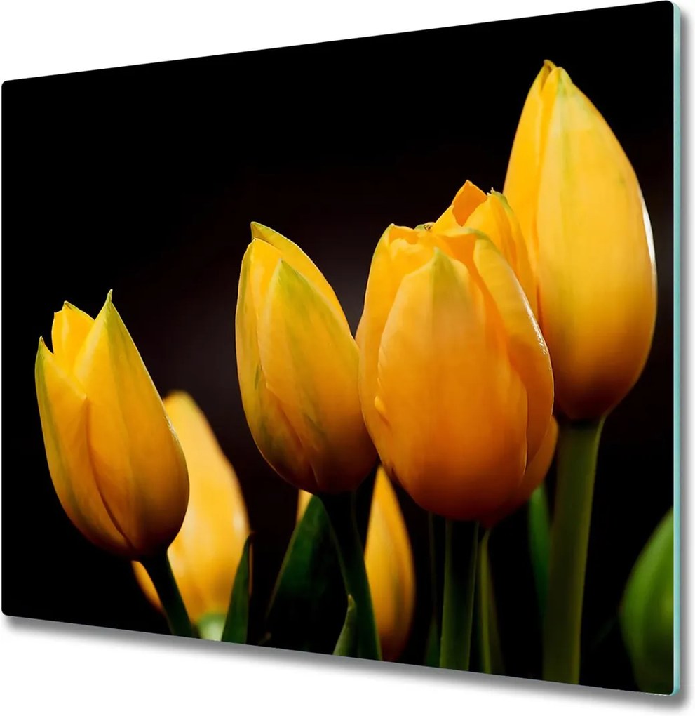 Sklenená doska na krájanie  žlté tulipány