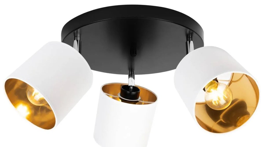 Stropné svietidlo Gama, 3x biele textilné tienidlo, (možnosť polohovania), o