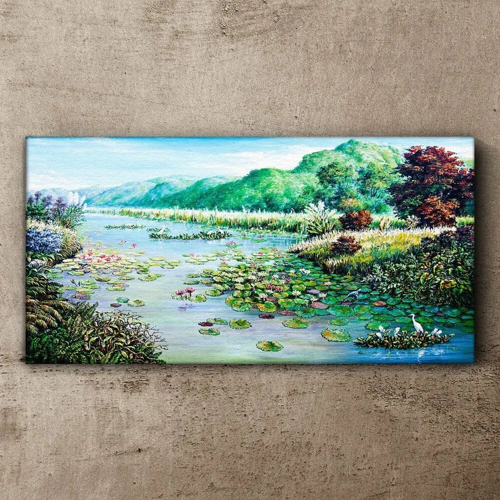 Obraz canvas Rieka kvety kvety kopca