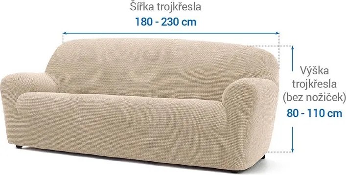 Super strečové poťahy NIAGARA smotanová trojkreslo (š. 180 - 230 cm)