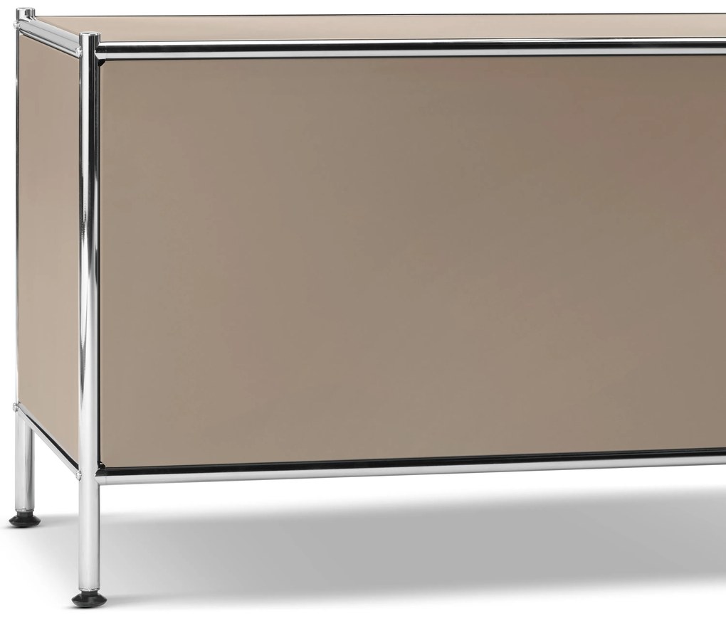 Nízky kovový stolík »CN3« s 3 výklopnými priečinkami, hnedosivý