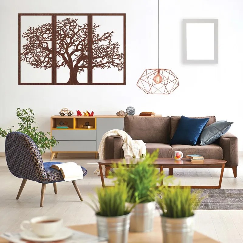 Drevený nástenný obraz Strom života: Sada 3 panelov | SENTOP PR0054