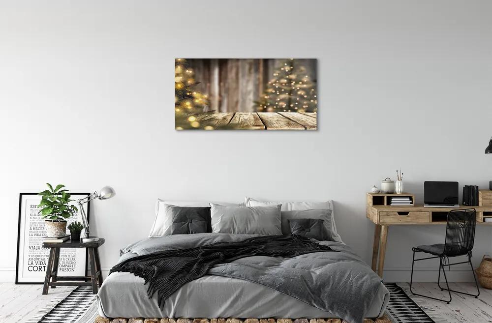 Obraz na akrylátovom skle Dosky vianočné stromčeky 100x50 cm