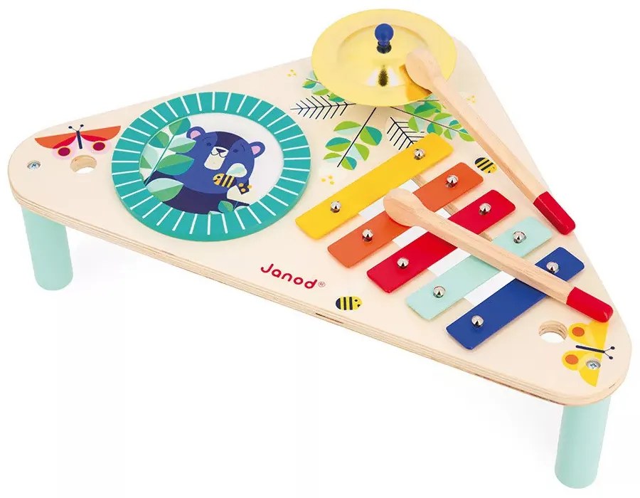 GIOIA - Hudobný stolček - bubon, činely a xylofón