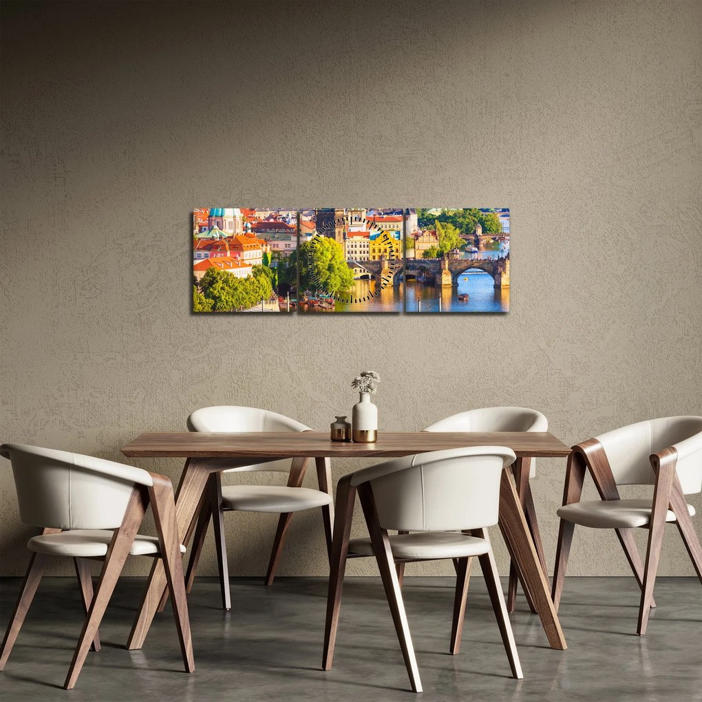 Obraz - Praha II. (s hodinami) (90x30 cm)