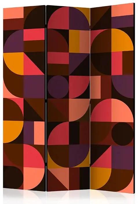 Paraván - Geometric Mosaic (Red) [Room Dividers] Veľkosť: 135x172, Verzia: Obojstranný