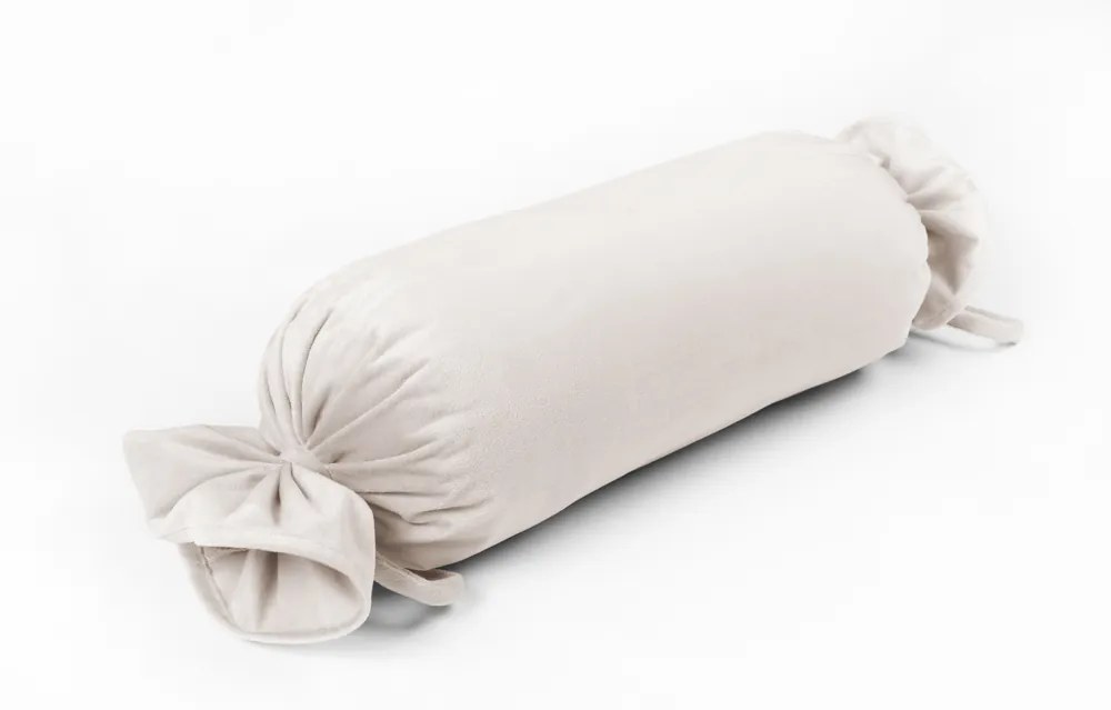 Biante Zamatový vankúš valec bonbon Velvet Prémium SVP-024 Krémovo biely 15x60 cm