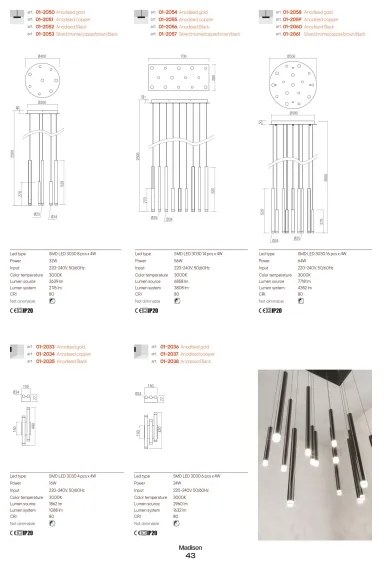 Redo 01-2059 - LED Luster na lanku MADISON 16xLED/4W/230V meď