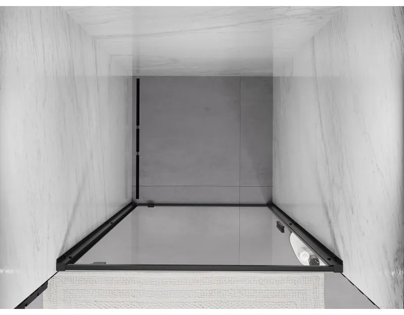 Mexen Exo, 1-krídlové sprchové dvere do otvoru 75 cm, 6mm číre sklo, čierny profil, 8181-075-000-70-00