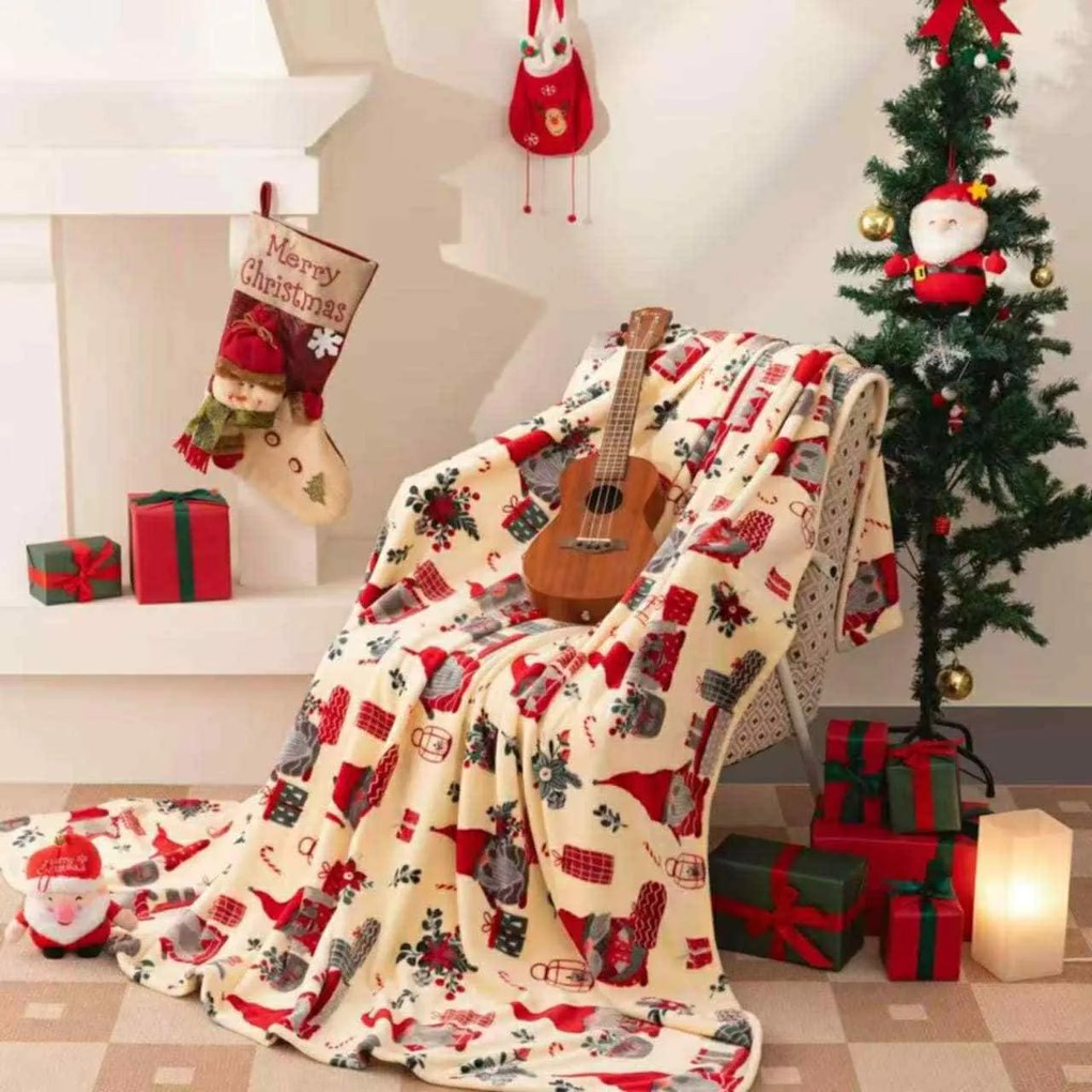 Vianočná deka Darček červená 150x200cm TiaHome