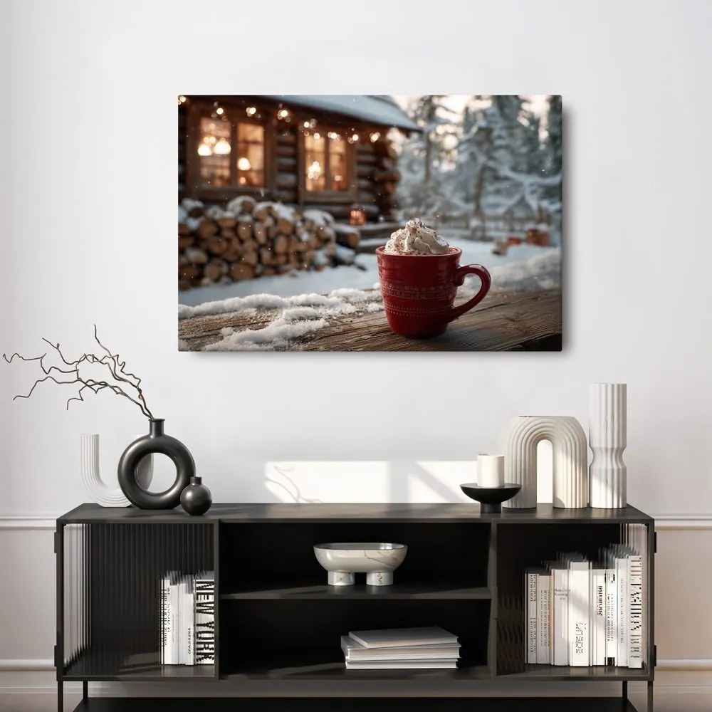 Obraz vianočná pohoda pred chatou