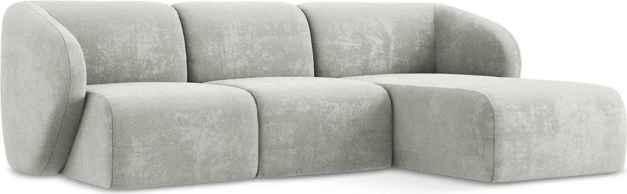 Svetlosivá ženilková rohová pohovka (pravý roh/s leňoškou) Lani – Makamii