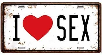 Ceduľa značka I love Sex 30,5cm x 15,5cm Plechová tabuľa
