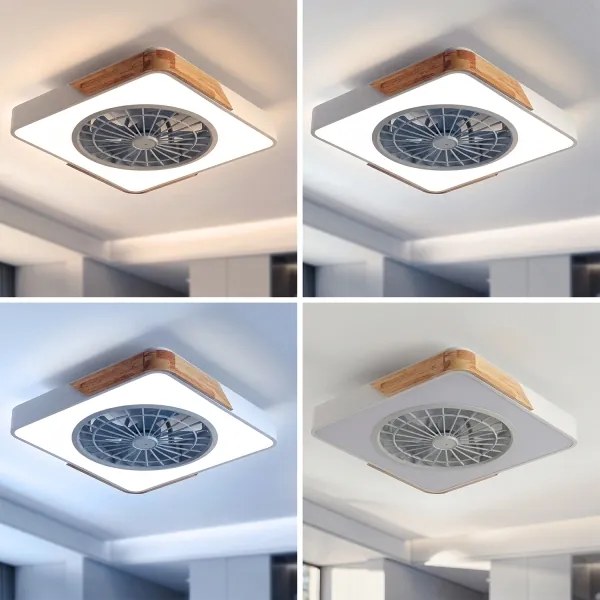 Brilagi - stmievateľné LED svietidlo s ventilátorom LED/38W/230V 50 cm biela/dub + diaľkové ovládanie