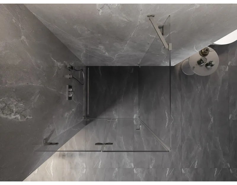 Mexen Lunar-F, skladací sprchový kút ľavý 95 x 90 cm, 8mm číre sklo, oceľový profil, 836-095-090-97-00-L