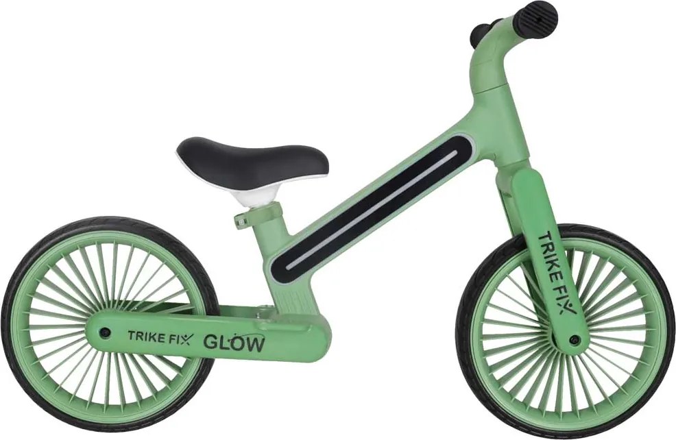 KIK Detský krosový bežecký bicykel Trike Fix Glow LED RGB zelený s EVA kolesami 12"