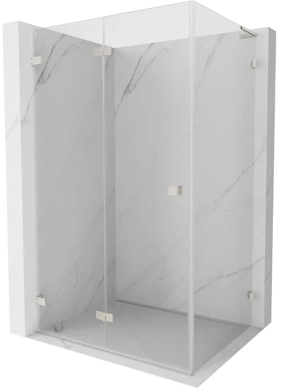 Mexen Lunar-F L, 1-krídlový sprchový kút so skladacími dverami, ľavý, 95 x 80 cm, 8mm číre sklo, brúsená oceľ profil, 836L-095-080-97-00-L