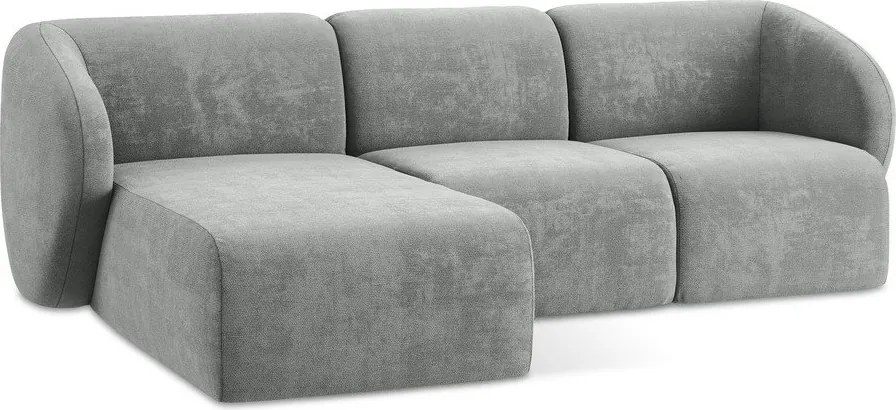 Sivá ženilková rohová pohovka (ľavý roh/s leňoškou) Lani – Makamii