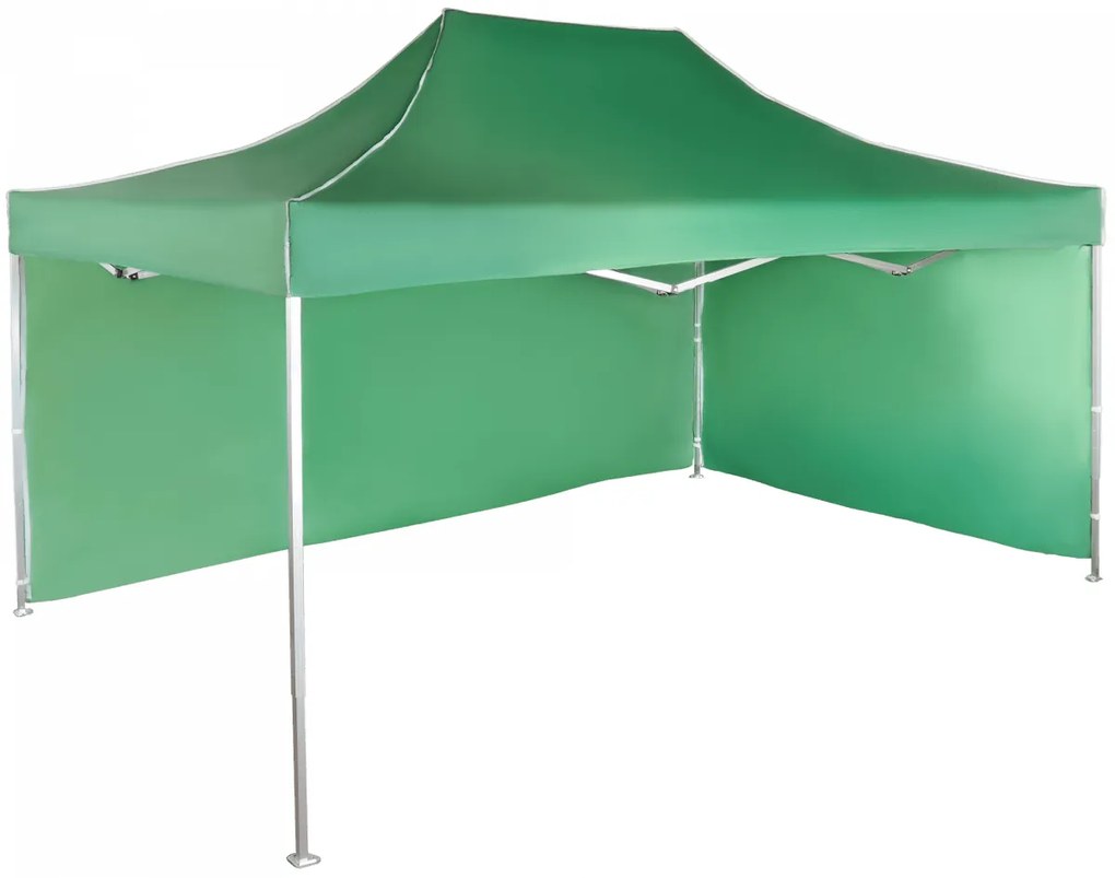 Rýchlorozkladací nožnicový stan 3x4,5m – hliníkový, Zelená, 2 bočné plachty