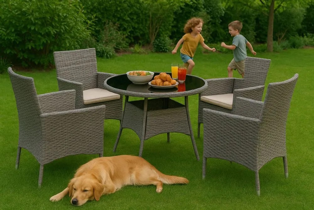 ZÁHRADNÝ SET ODILE 4 x KRESLO + OKRÚHLY STÔL