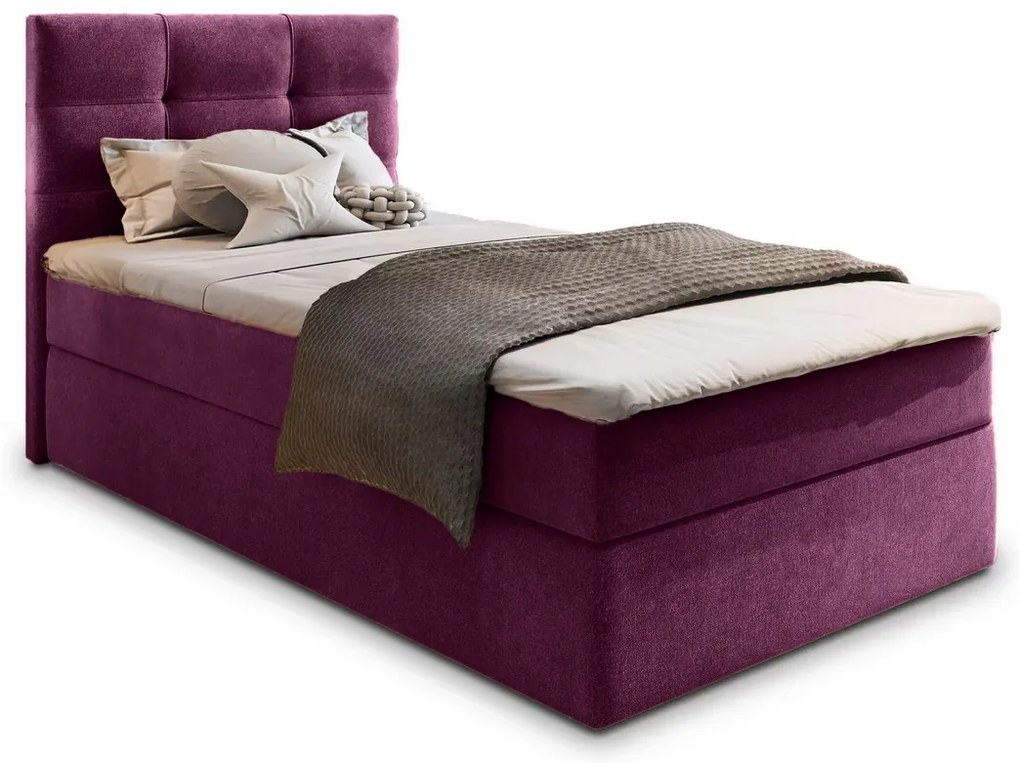Čalúnená posteľ boxspring GLORIEN 100x200 cm purpurová Matrac: Matrac Bonell pružinový