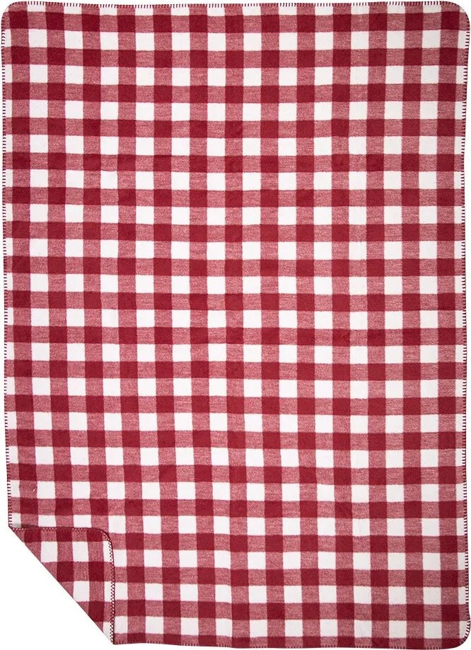 Červeno-biela obojstranný károvaný pléd Caro XL - 150*200 cm