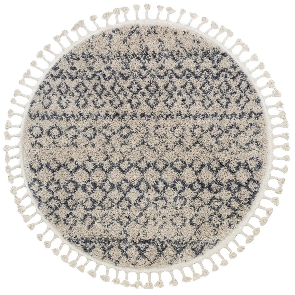 Dywany Łuszczów Kusový koberec Berber Agadir G0522 cream and grey kruh - 160x160 (priemer) kruh cm