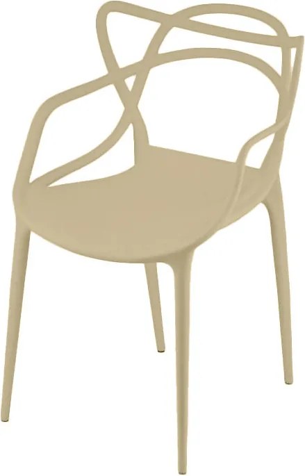 Sada 4 ks plastových stoličiek KATO, béžová