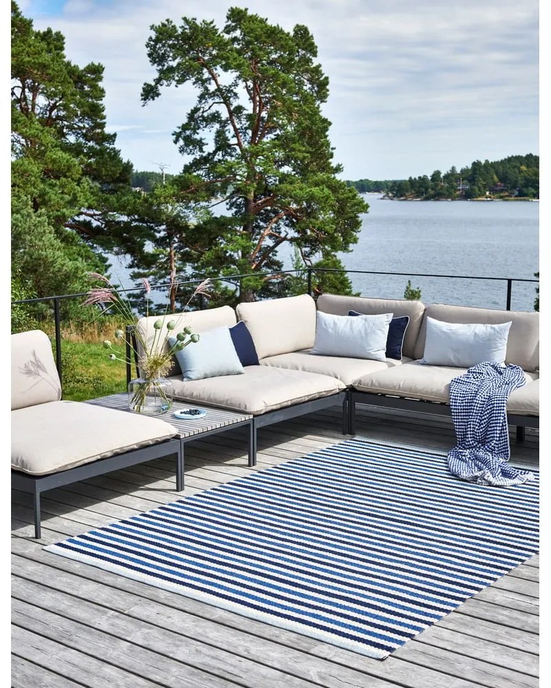 Modro-krémový vnútorný a vonkajší koberec 70x120 cm Teo Denim – Pappelina