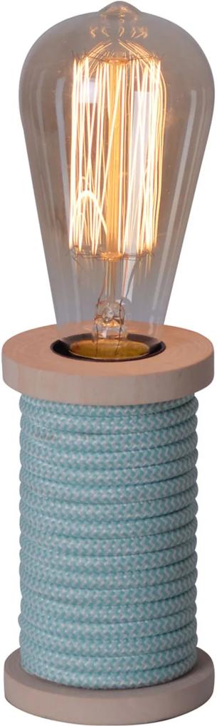 Stolná lampa Max s dreveným podstavcom modrá