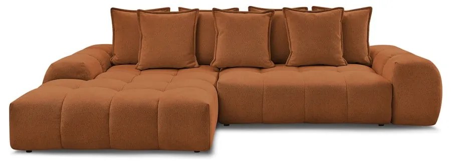 Terakotová ženilková rozkladacia/s úložným priestorom rohová pohovka (ľavý roh/s leňoškou) Everest – Bobochic Paris