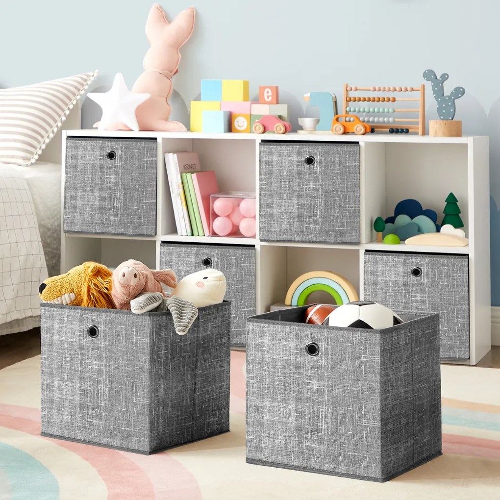 Úložné boxy GARY 6ks,30x30x30cm, šedá SongmicsHome