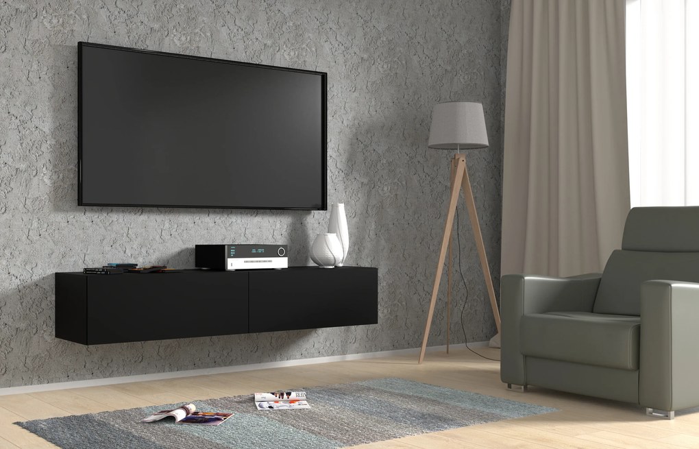 TV stolík/skrinka Banksy 160 (čierna). Akcia -18%. Vlastná spoľahlivá doprava až k Vám domov. 1124901