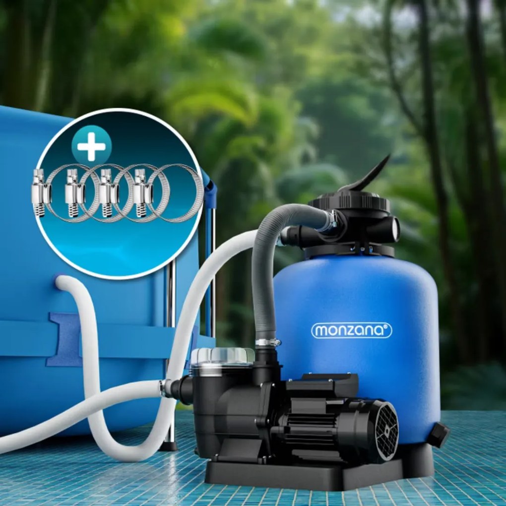 Piesková filtrácia k bazénu AQUA s predfiltrom, 13 200 l/h, modrá Monzana