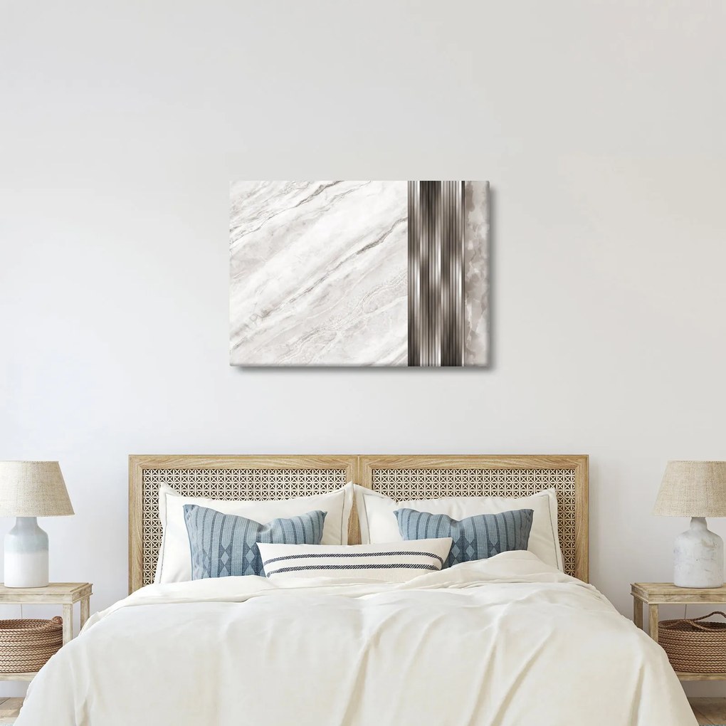 Obraz - Mramor so striebornými linkami (70x50 cm)