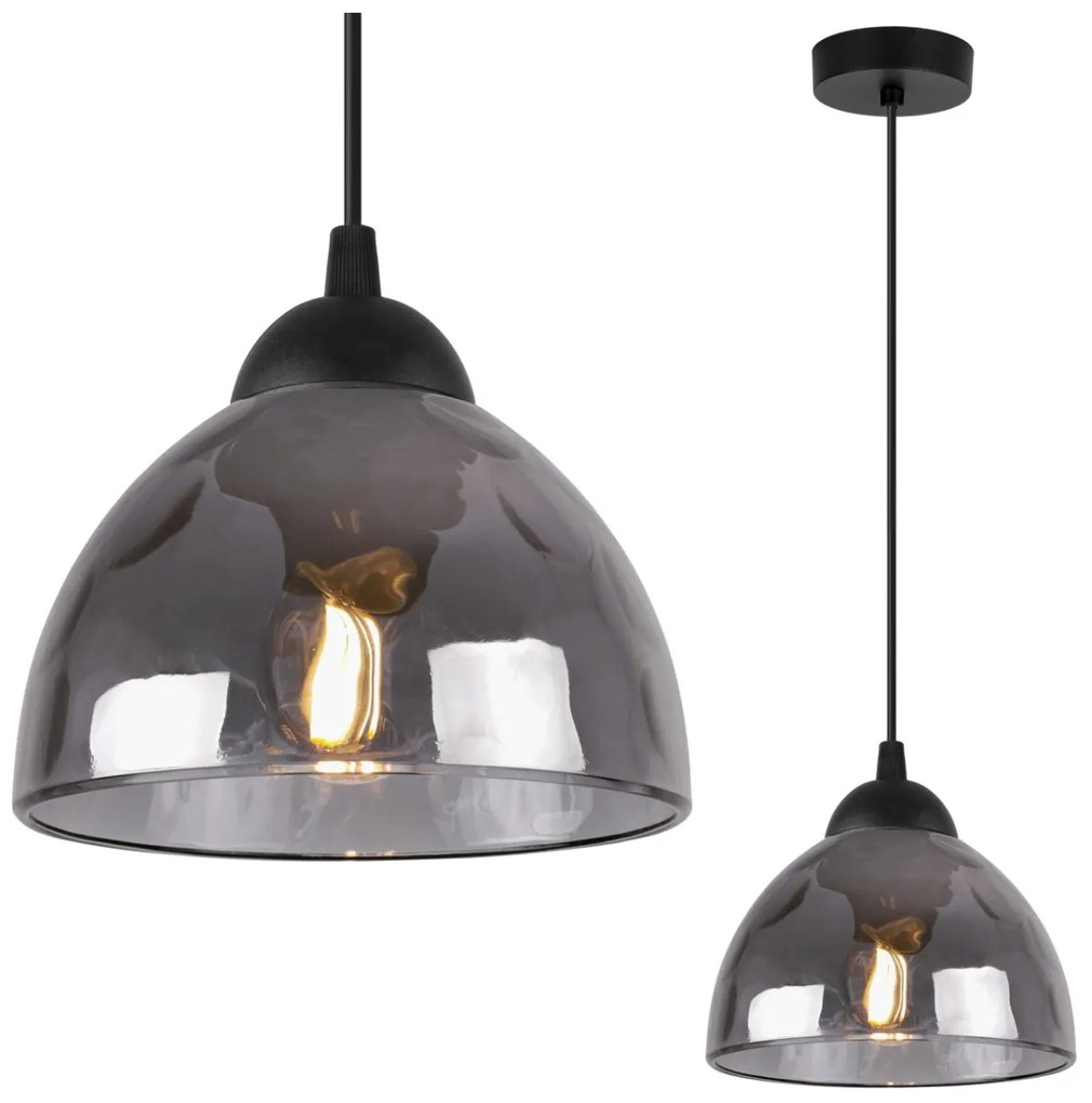 Závesné svietidlo Venice, 1x grafitové sklenené tienidlo