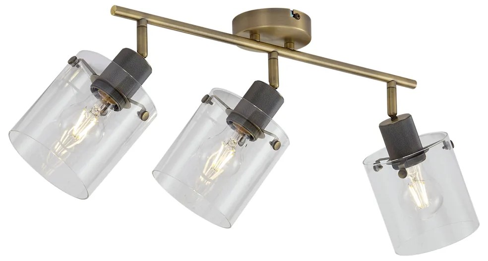 Dizajnový stropný reflektor bronzový s čírym sklom 3-svetelný - Domo