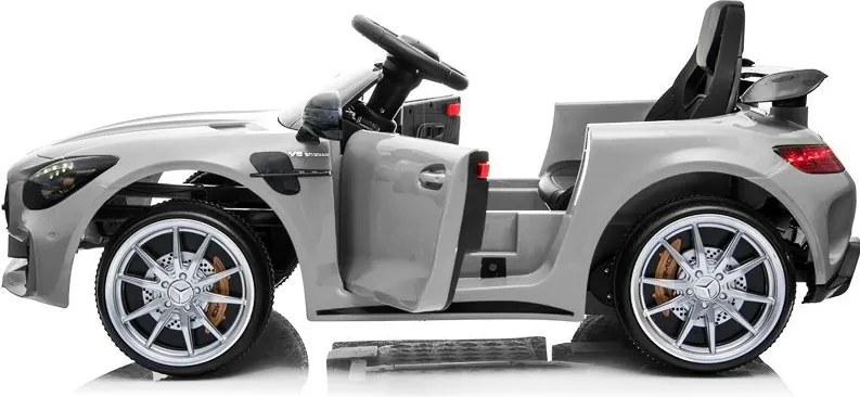 LEAN CARS Mercedes GTR batériové auto strieborné lakované
