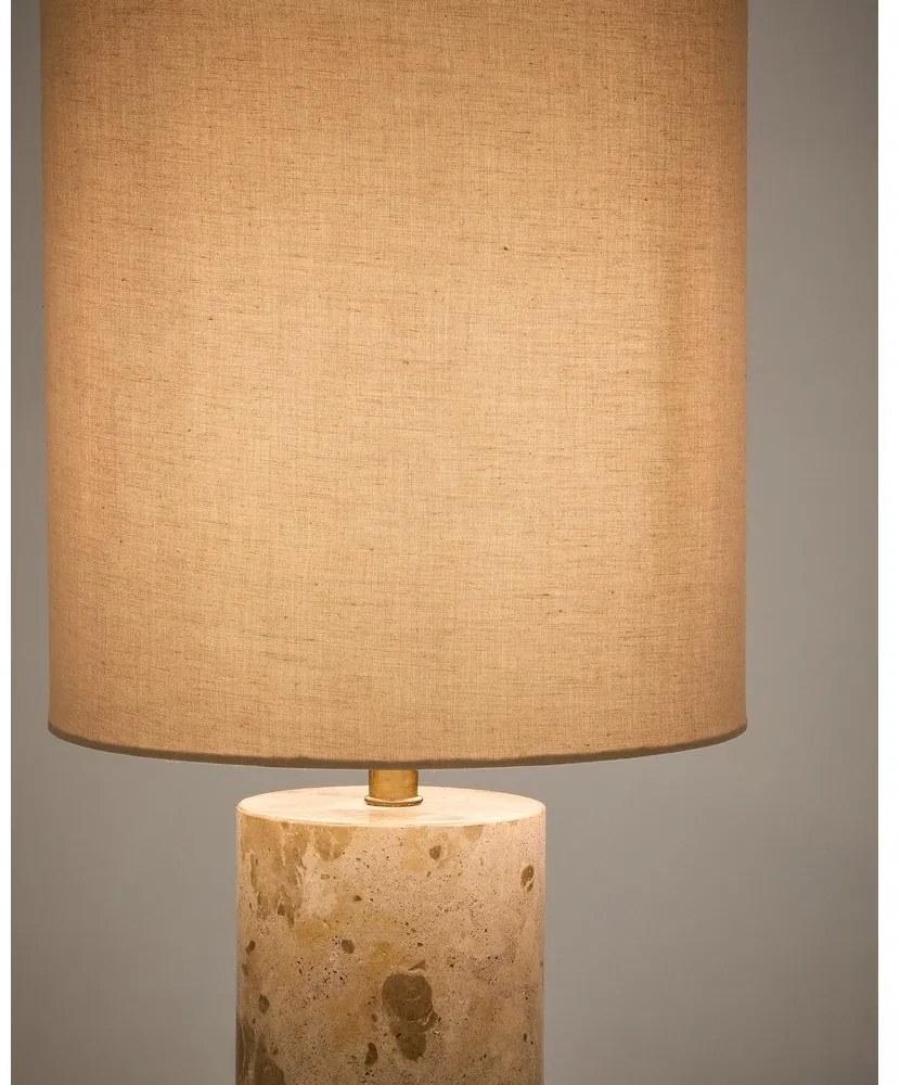 Béžová mramorová stolová lampa s textilným tienidlom (výška 54 cm) Raze – Kave Home