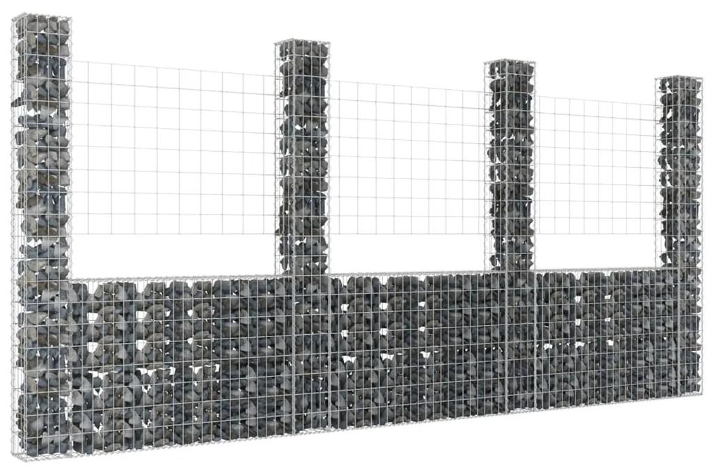 vidaXL Železný gabiónový kôš v tvare U so 4 stĺpmi 380x20x200 cm