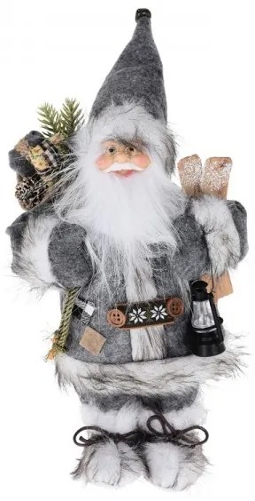 Santa Claus v sivom kabáte 37 cm