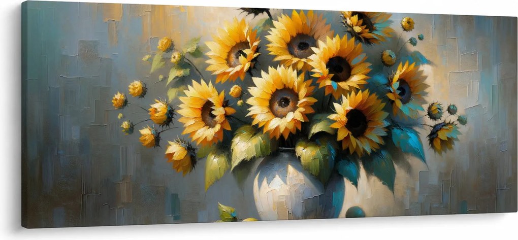 Obraz – Váza so slnečnicami (120x50 cm)