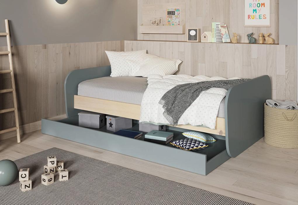 Detská posteľ nabet s úložným priestorom 90 x 190 cm zelená MUZZA
