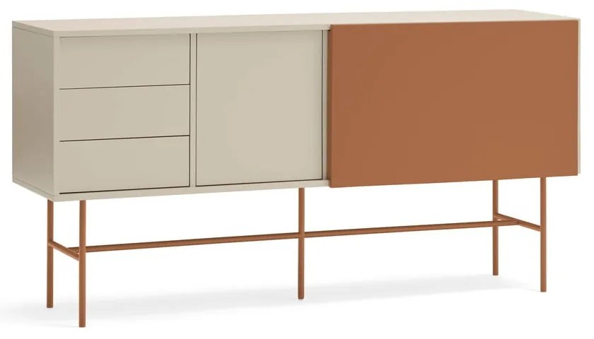 Nízka komoda s posuvnými dverami v béžovo-tehlovej farbe 180x91 cm Nube – Teulat
