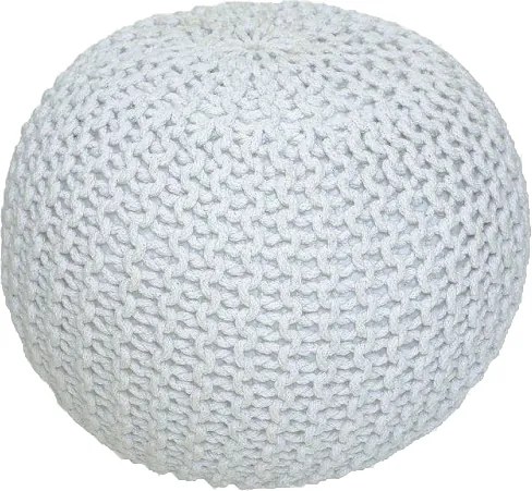 KONDELA Gobi Typ 2 pletená taburetka smotanová / biela melírovaná