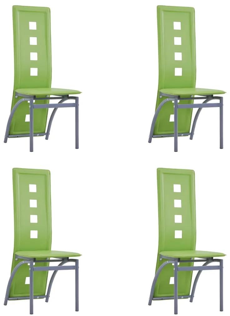 Jedálenské stoličky 4 ks, zelené, umelá koža 281718